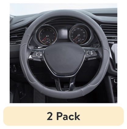 Auto Drive: Steering Wheel Cover - Country Leather Black and White, Universal Fit