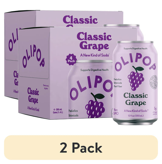 OLIPOP: Classic Grape Soda, 12 fl oz, 8 Pack Cans