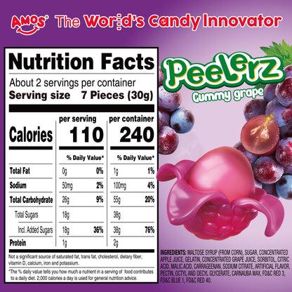 AMOS Peelerz: Grape Gummy Candy, 3 Packs