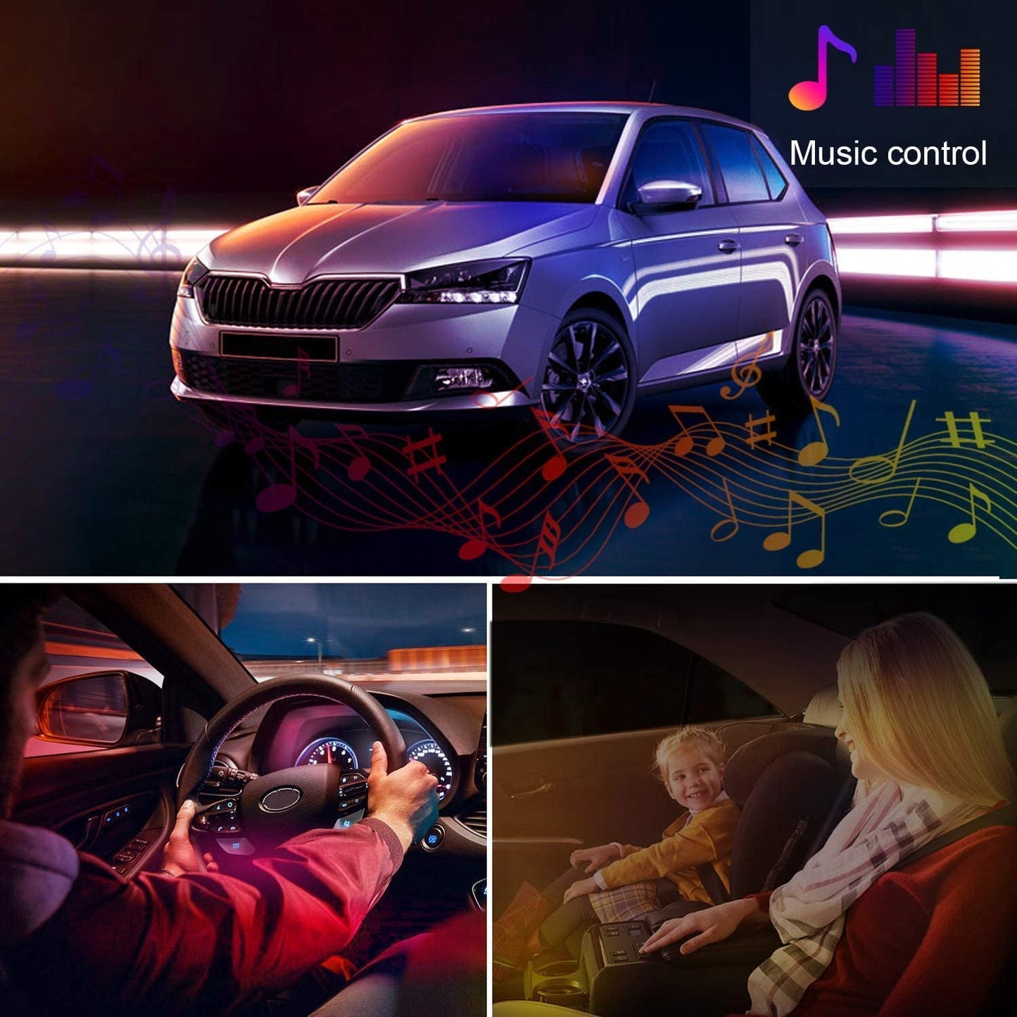 TiokMc: APP Control Car LED Lights - Under Dash Lighting Kit for Cars
