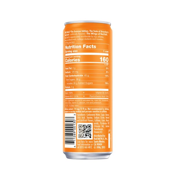 Red Bull: Amber Edition Energy Drink - Strawberry Apricot, 12 fl. oz., 4 pack cans