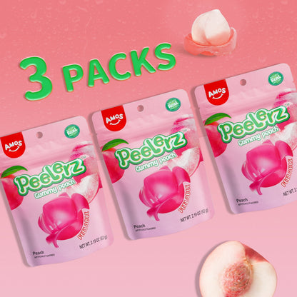 AMOS Peelerz: Peach Gummy Candy, 3 Packs