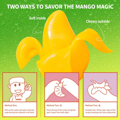Chinese Candy: AMOS Peelerz Gummies Peelable Mango Candy, 8 pack