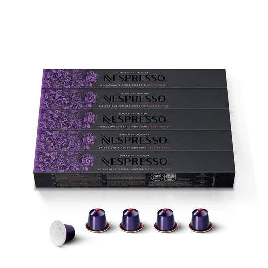 Nespresso: Original Line, Arpeggio Decaffeinato Capsules, Dark Roast Espresso Decaf Coffee, 50 Pods