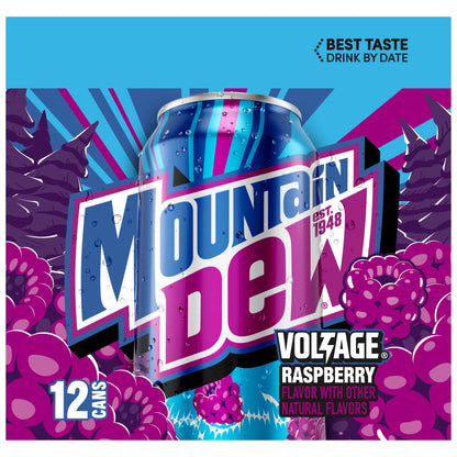 Mountain Dew: Voltage Raspberry Citrus and Ginseng, 12 oz., 12 Pack