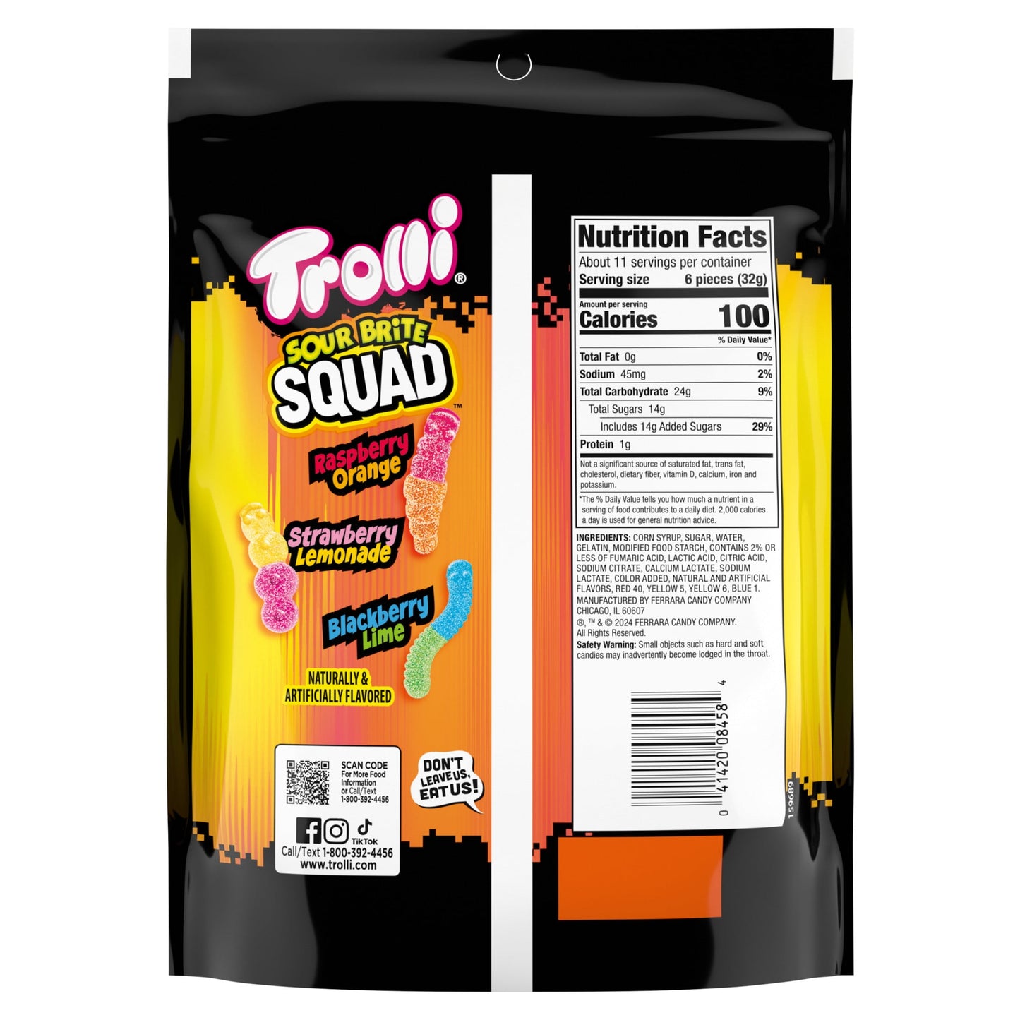 American Candy: Trolli Sour Brite Squad, Gummy Candy, Sour Gummy Worms, 1 Bag