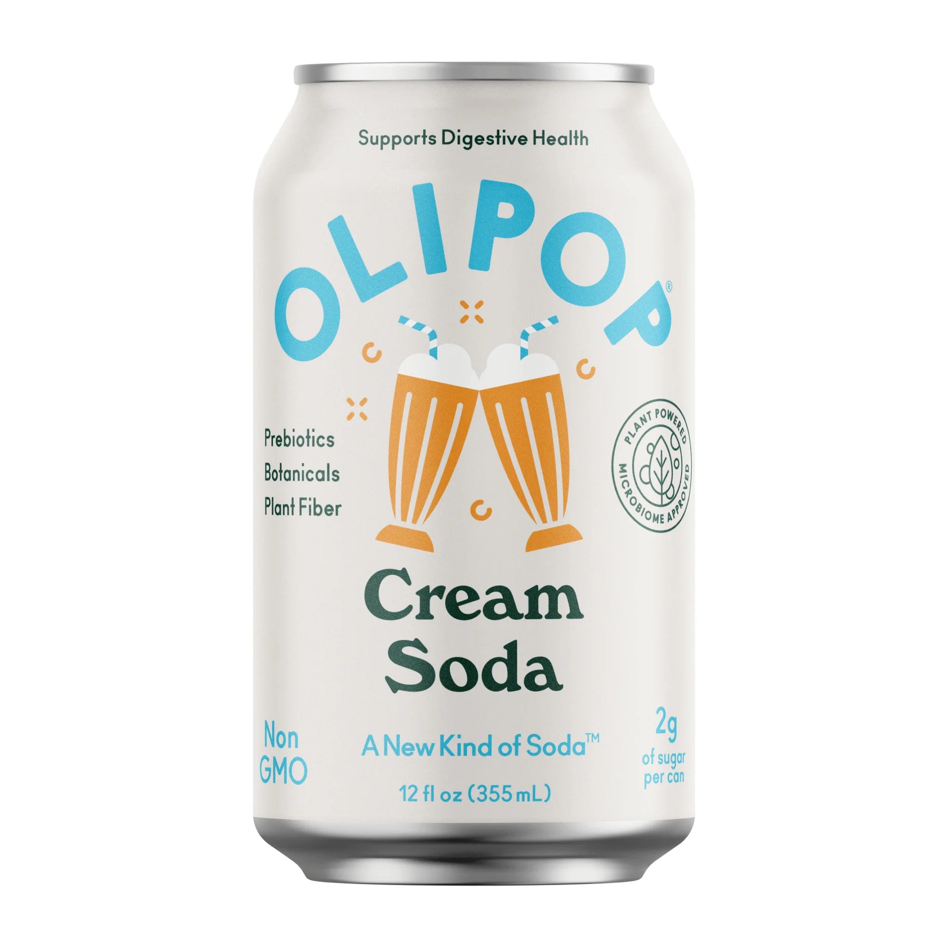 OLIPOP Cream Soda 12 fl oz, 4 Pack x2 (8 cans)
