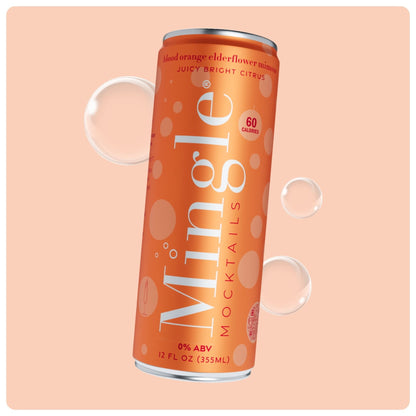 Mingle Mocktails: Blood Orange Elderflower Mimosa Non-Alcoholic, 12 oz., 4 Pack