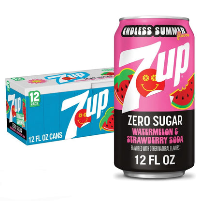 7UP: Watermelon Strawberry Soda Pop, 12 oz., 12 Pack
