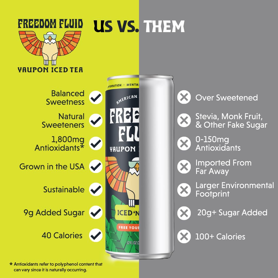 Freedom Fluid: Yaupon Iced Tea, Refreshing Lemon, 12 oz., 12 Pack