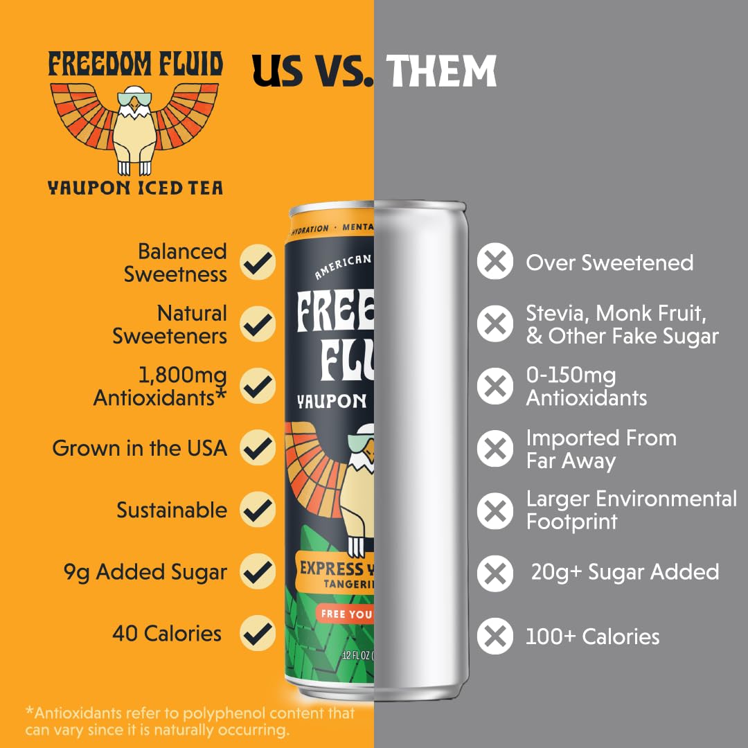 Freedom Fluid: Yaupon Iced Tea, Tangerine Mint, 12 oz., 12 Pack