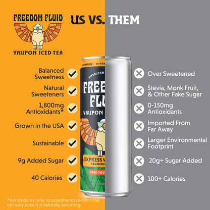 Freedom Fluid: Yaupon Iced Tea, Tangerine Mint, 12 oz., 12 Pack