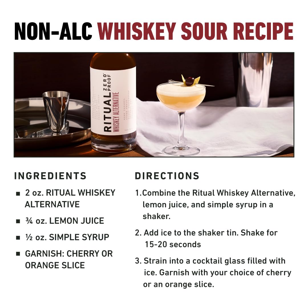Spirit: RITUAL ZERO PROOF: Whiskey Alternative - Award Winning Non Alcoholic Spirit, 1 Bottle