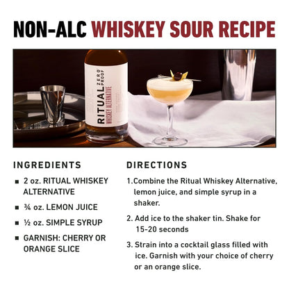 Spirit: RITUAL ZERO PROOF: Whiskey Alternative - Award Winning Non Alcoholic Spirit, 1 Bottle