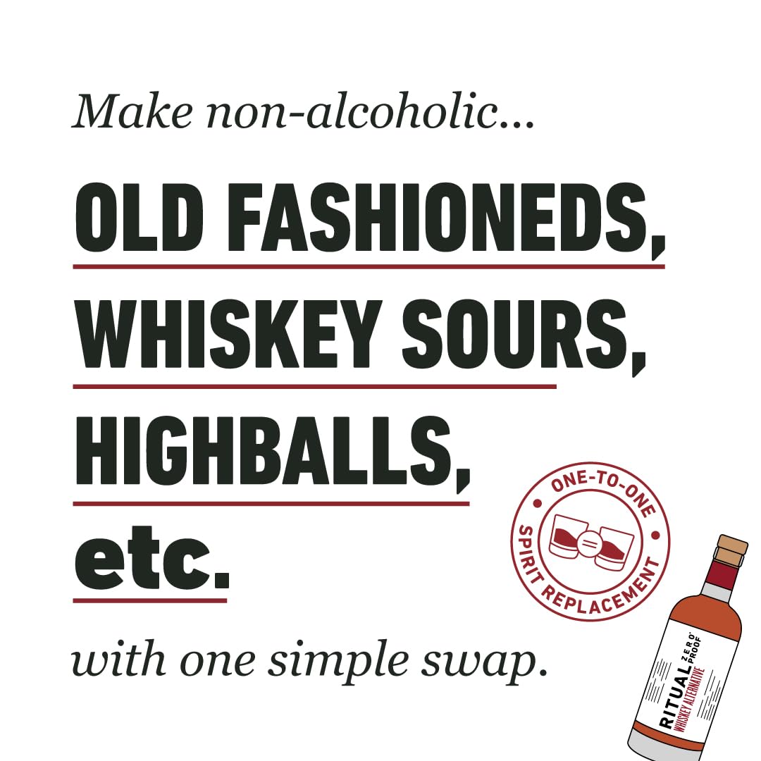 Spirit: RITUAL ZERO PROOF: Whiskey Alternative - Award Winning Non Alcoholic Spirit, 1 Bottle