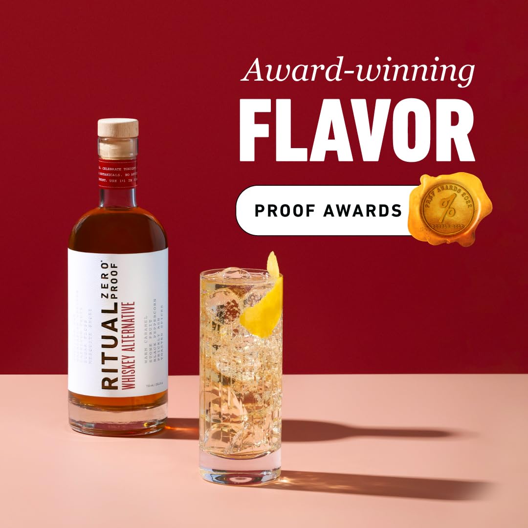 Spirit: RITUAL ZERO PROOF: Whiskey Alternative - Award Winning Non Alcoholic Spirit, 1 Bottle