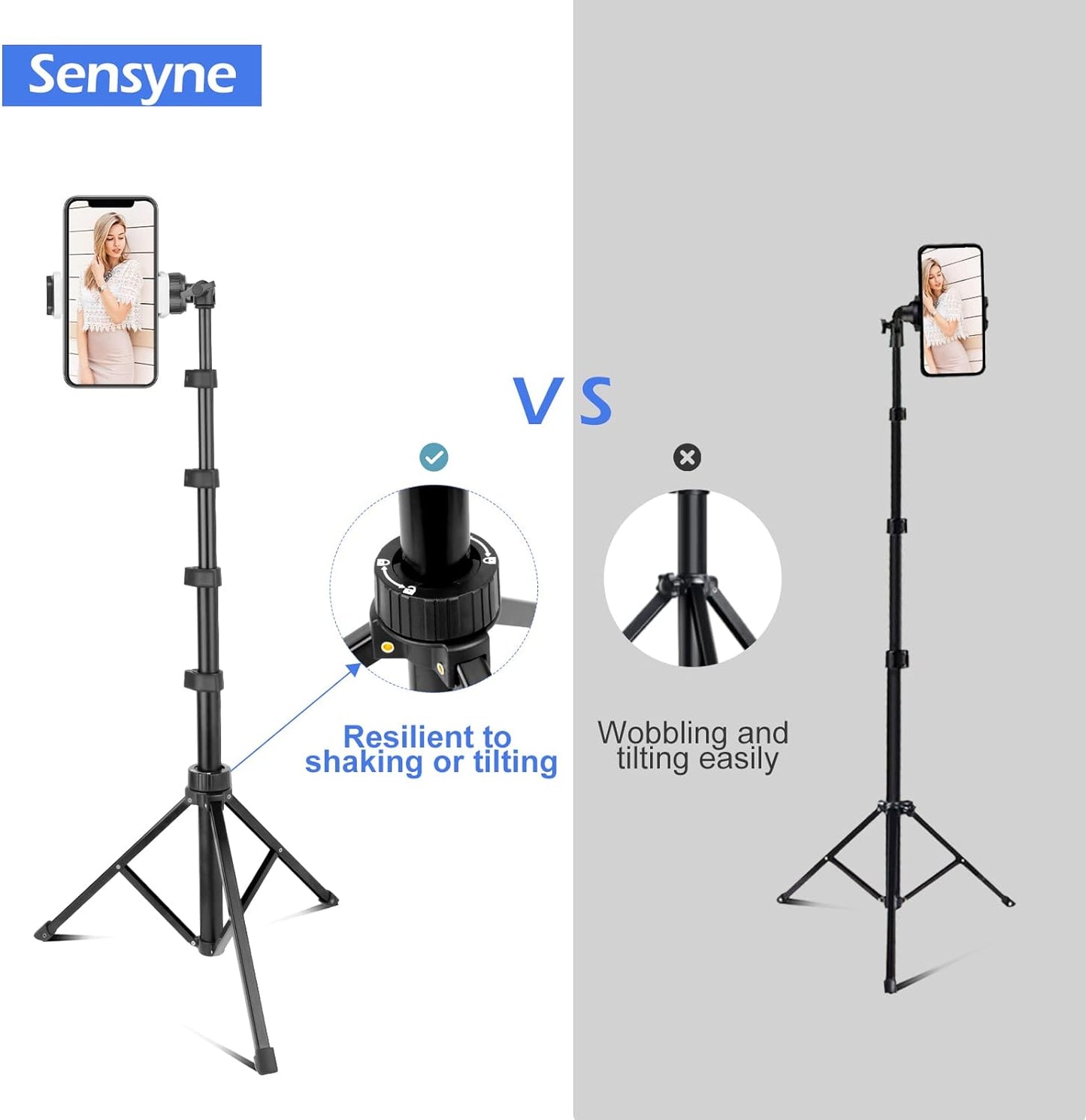 Sensyne: 67" Selfie Stick with Wireless Remote and Tripod, Black