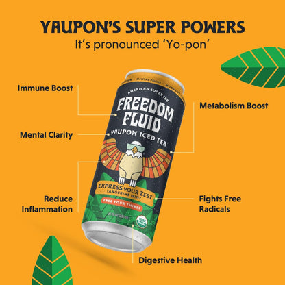 Freedom Fluid: Yaupon Iced Tea, Tangerine Mint, 12 oz., 12 Pack