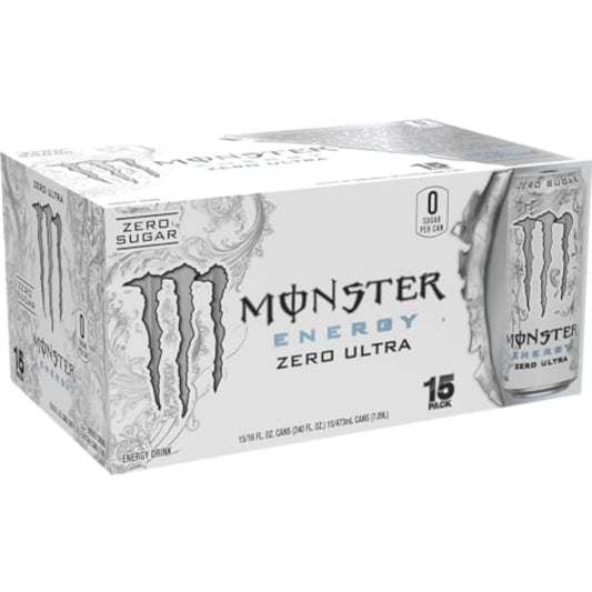 Monster Energy Drink: Zero Ultra, Sugar Free Energy Drink, 16 fl. oz. 15 pack cans