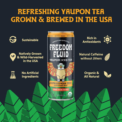 Freedom Fluid: Yaupon Iced Tea, Tangerine Mint, 12 oz., 12 Pack