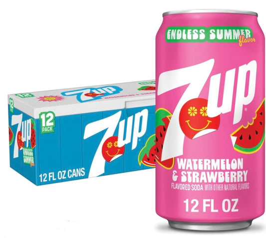 7UP: Watermelon Strawberry Soda Pop, 12 oz., 12 Pack