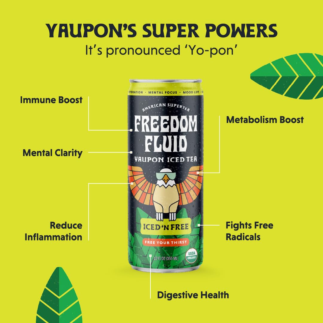 Freedom Fluid: Yaupon Iced Tea, Refreshing Lemon, 12 oz., 12 Pack