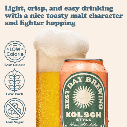 Beer: Best Day Brewing: Kölsch, Non Alcoholic Beer, 12 Pack