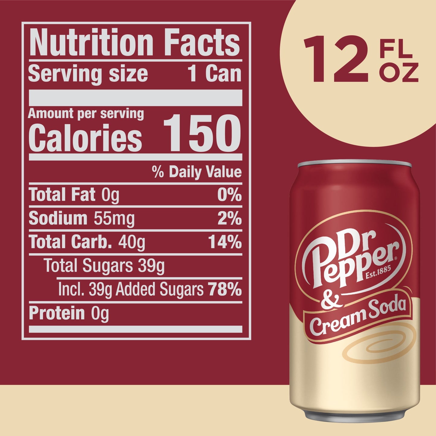 Dr. Pepper: Cream Soda Pop, 12 fl. oz., 12 Pack Cans