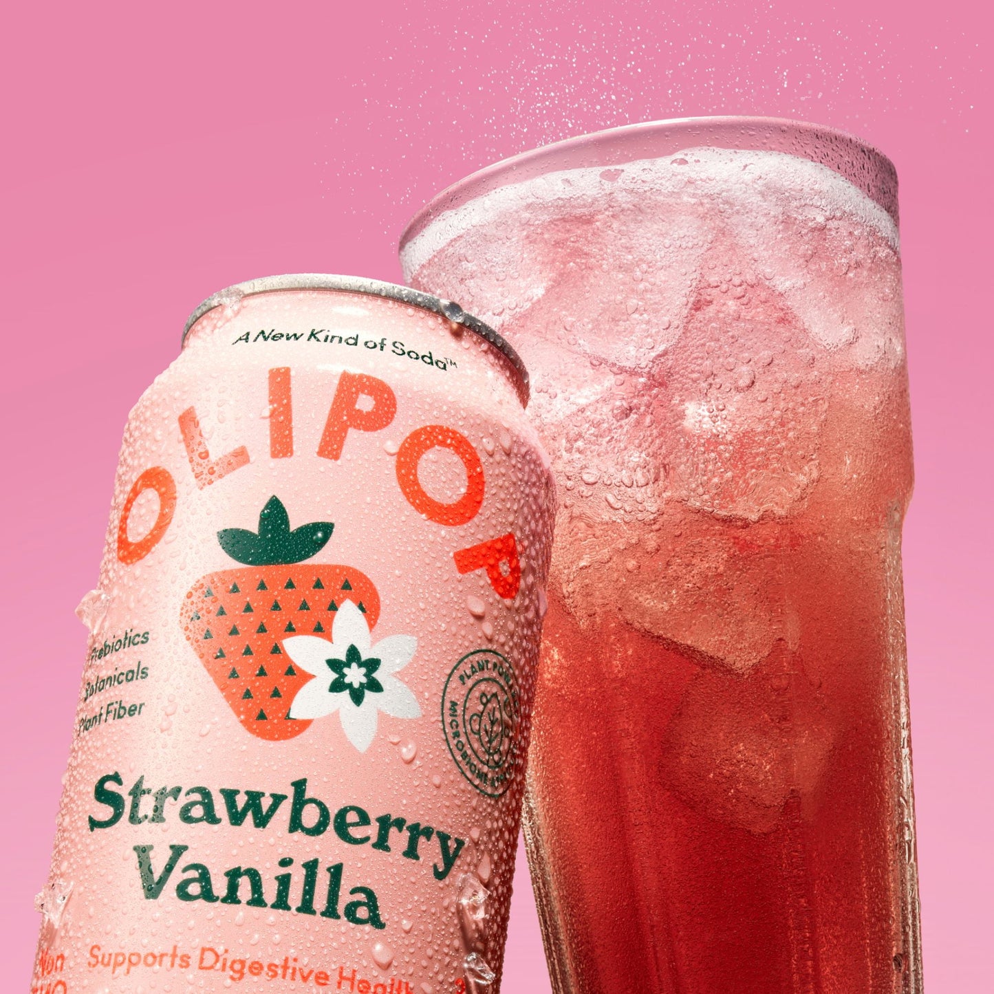 OLIPOP: Strawberry Vanilla Soda, 12 fl oz, 8 Pack Cans