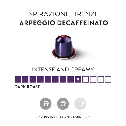 Nespresso: Original Line, Arpeggio Decaffeinato Capsules, Dark Roast Espresso Decaf Coffee, 50 Pods