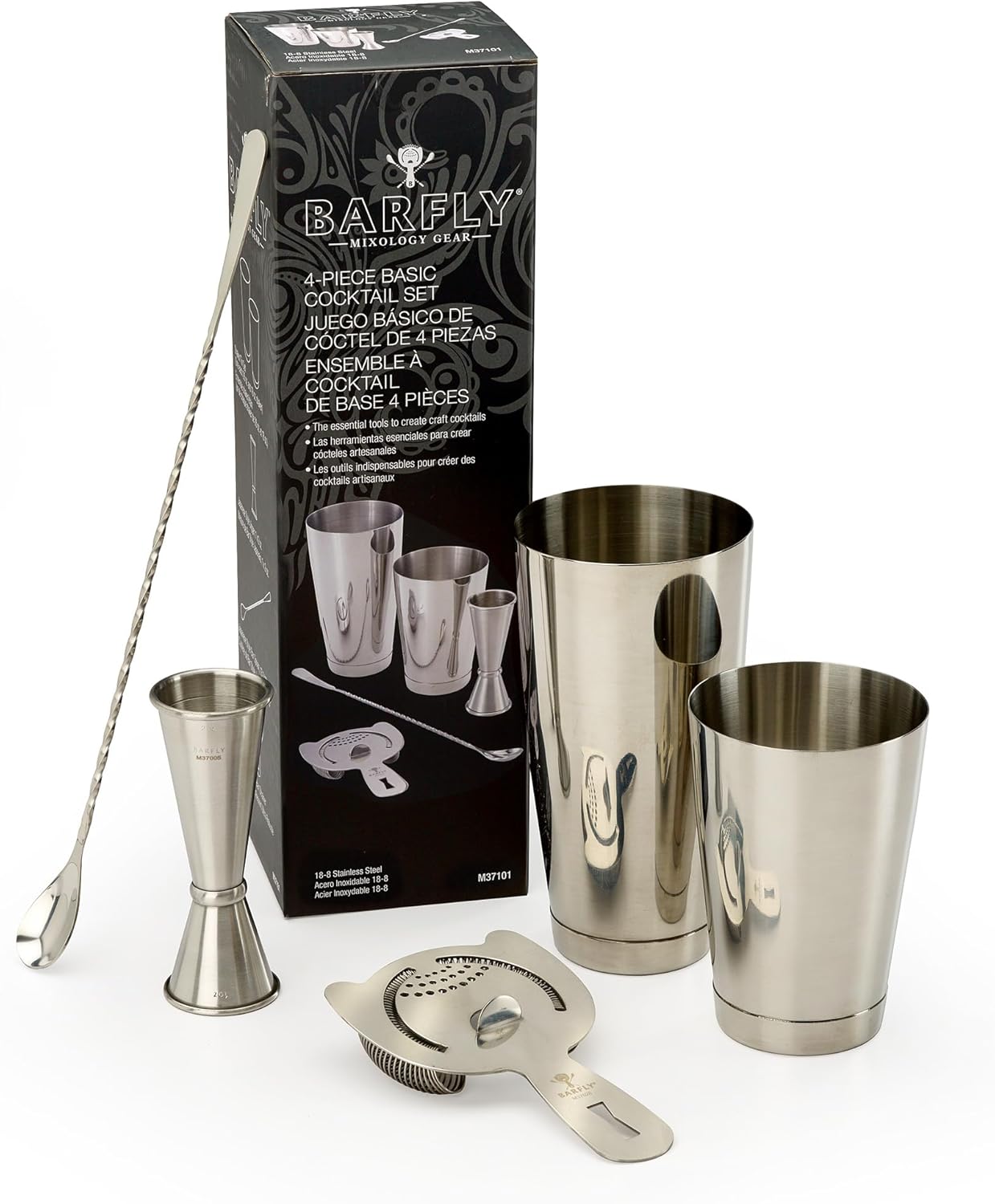Barfly: Basic Cocktail Set, 5 Piece, Stainless Steel M37101