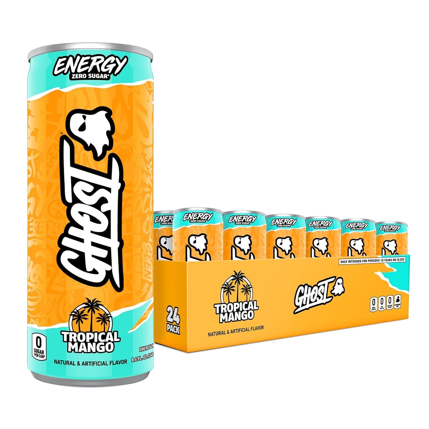 GHOST Energy Drink: Tropical Mango, 16 fl. oz. 12 pack cans