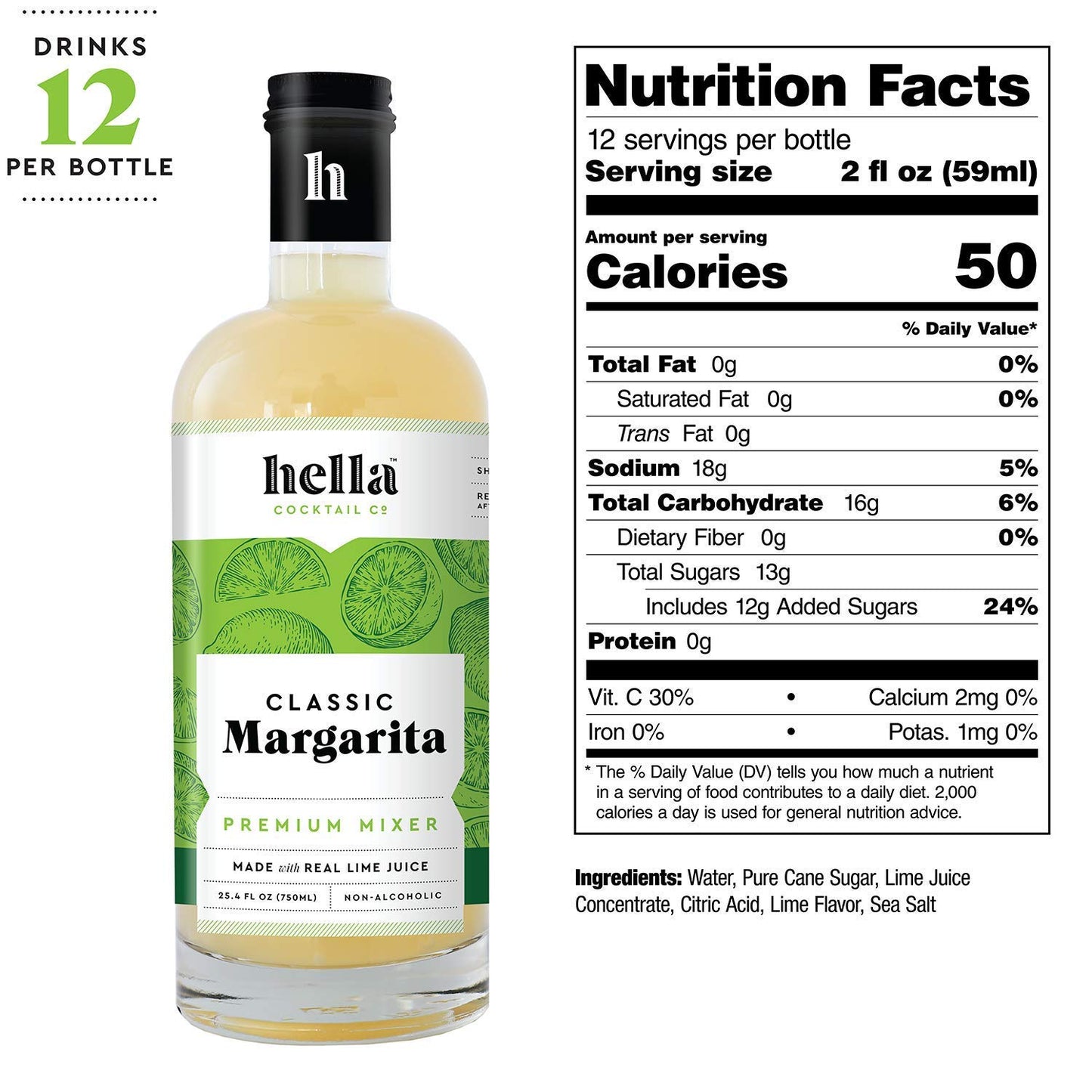 Cocktail: Hella Cocktail Co.: Classic Margarita - Premium Cocktail Mixer, 3 Bottles