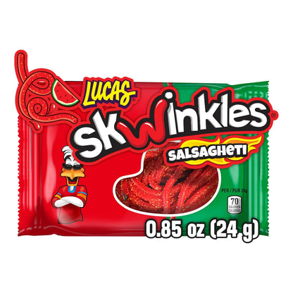 Mexican Candy: Lucas Salsagheti Watermelon Flavored Hot Candy Strips and Tamarind Sauce, 12 Pack