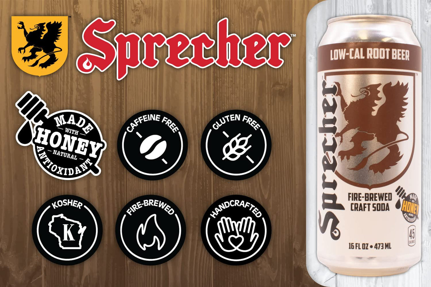 Sprecher Root Beer: Gourmet Low Calorie Craft Root Beer Soda, 16 oz., 12 Pack