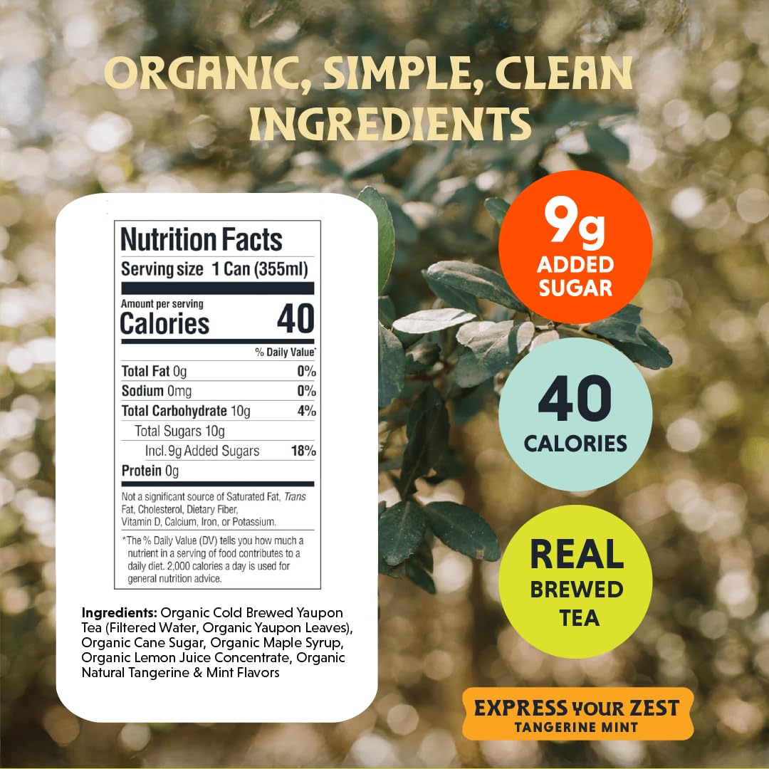 Freedom Fluid: Yaupon Iced Tea, Tangerine Mint, 12 oz., 12 Pack