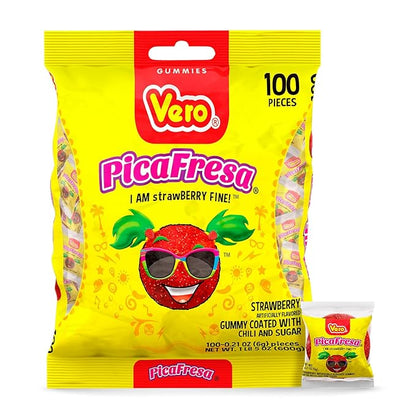 Vero: PicaFresa, Chili Strawberry Gummies, 100 Pieces