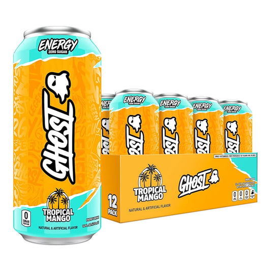 GHOST Energy Drink: Tropical Mango, 16 fl. oz. 12 pack cans