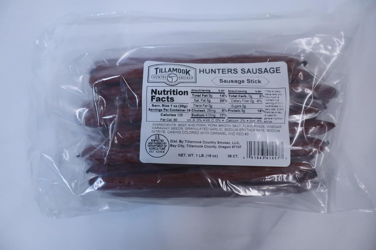 Tillamook Country Smoker: Real Hardwood Smoked Sausages, Hunter's Sausage Meat Sticks, 36 Pack