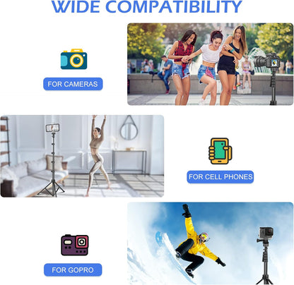 Sensyne: 67" Selfie Stick with Wireless Remote and Tripod, Black