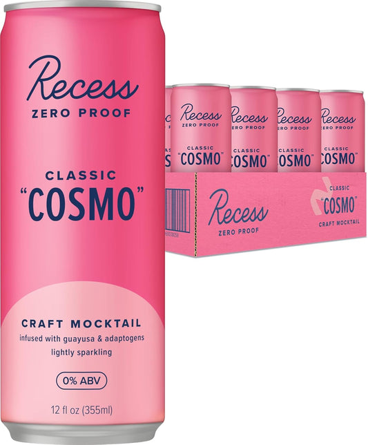 Cocktail: Recess: Classic Cosmopolitan - Zero Proof Craft Mocktail, Premium Cocktail Mixer, 12 Pack Cans