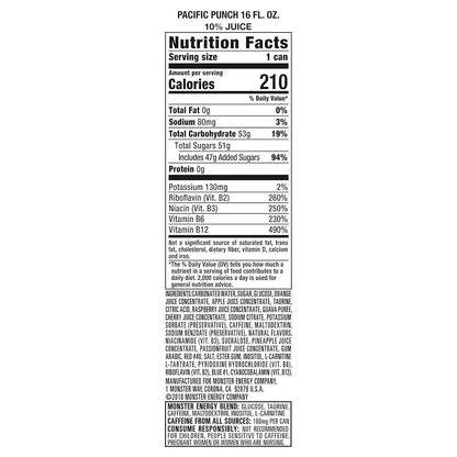 Monster Energy Drink: Juice Monster Pacific Punch, 16 oz., 15 pack