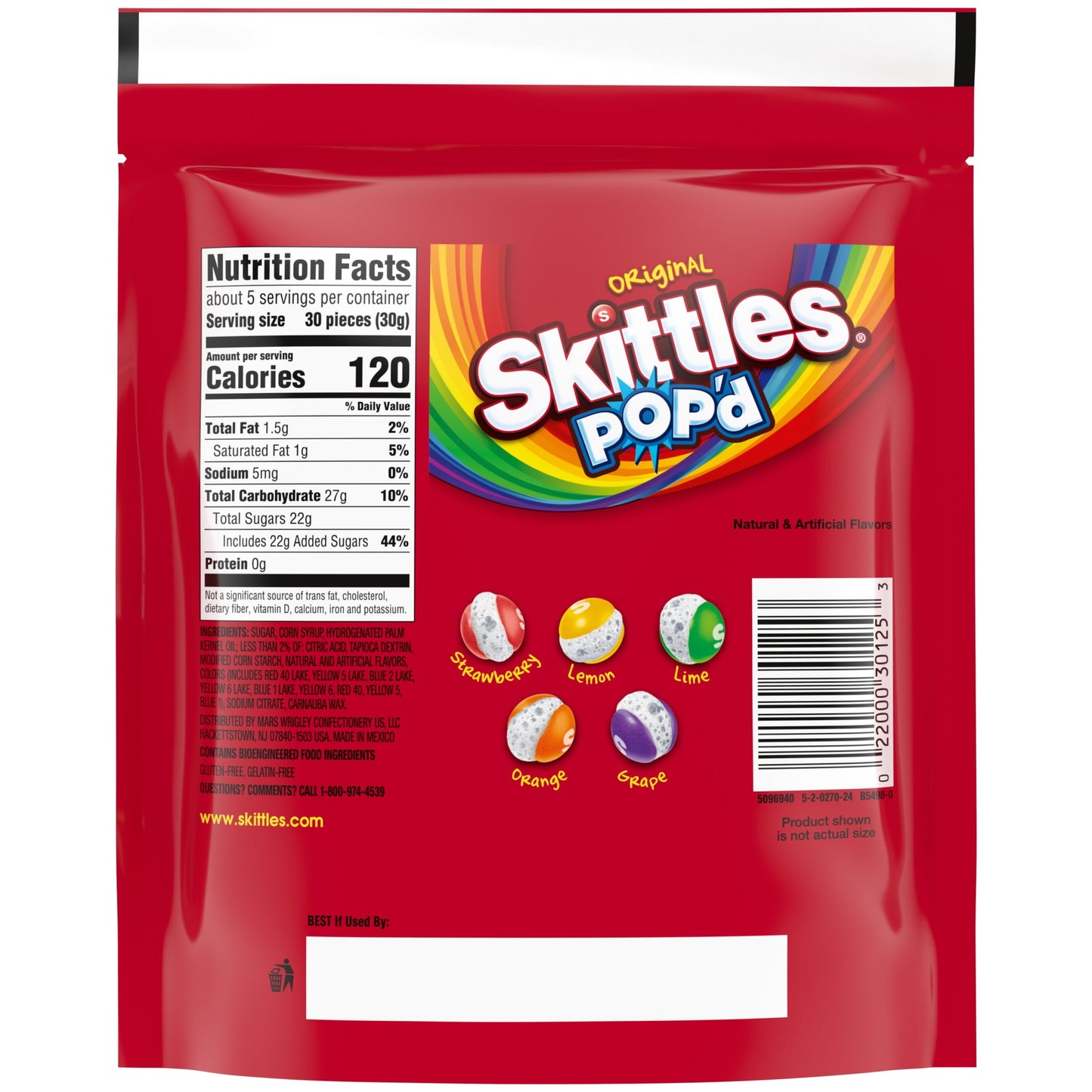American Candy: SKITTLES POP'D Originals Freeze Dried Candy, 1  Bag