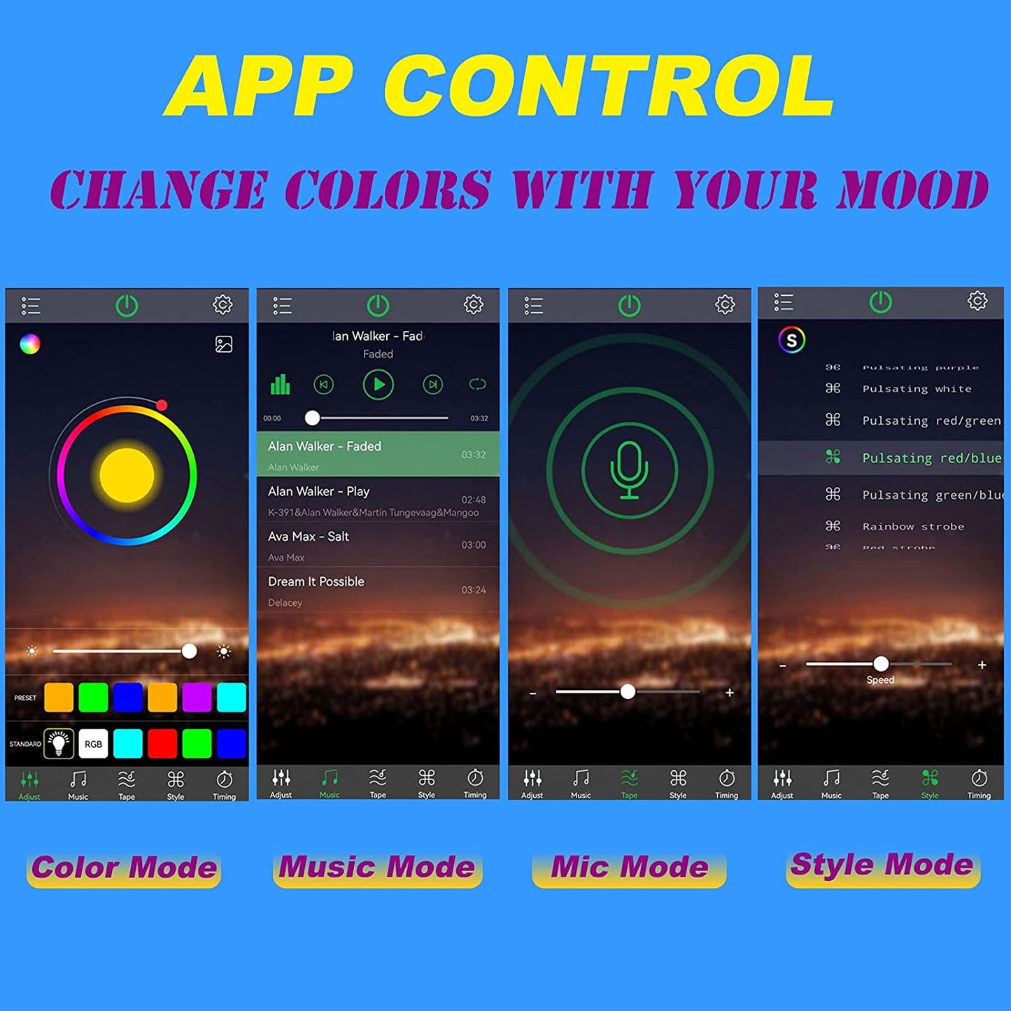TiokMc: APP Control Car LED Lights - Under Dash Lighting Kit for Cars