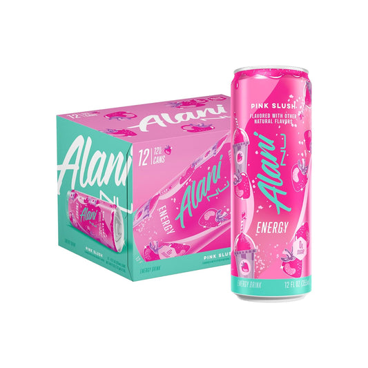 Alani Nu: PINK SLUSH, Sugar Free Low Calorie Energy Drinks, Paris Hilton x Alani Nu, 12 oz. Cans, 12 Pack
