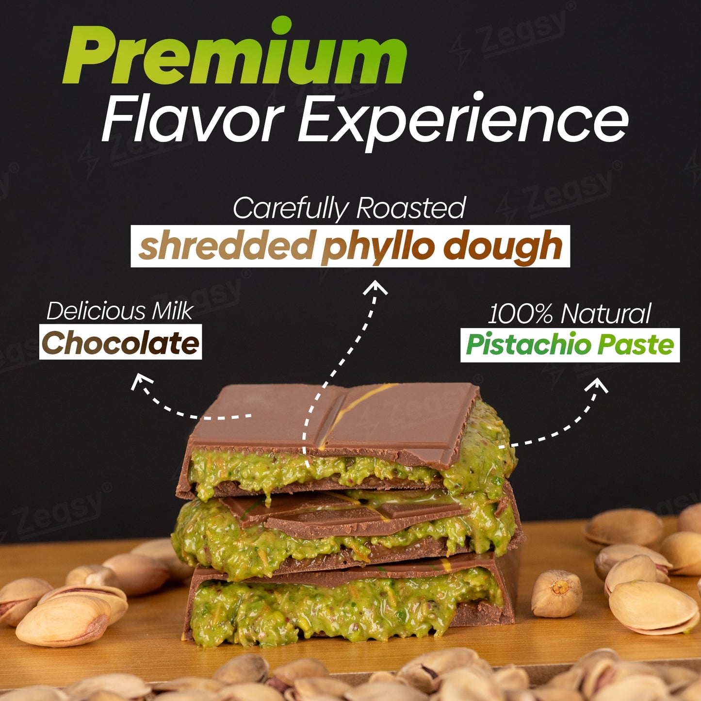 Dubai Candy: Knafeh Dubai Chocolate Pistachio Bar, 1  7.5 oz Bar
