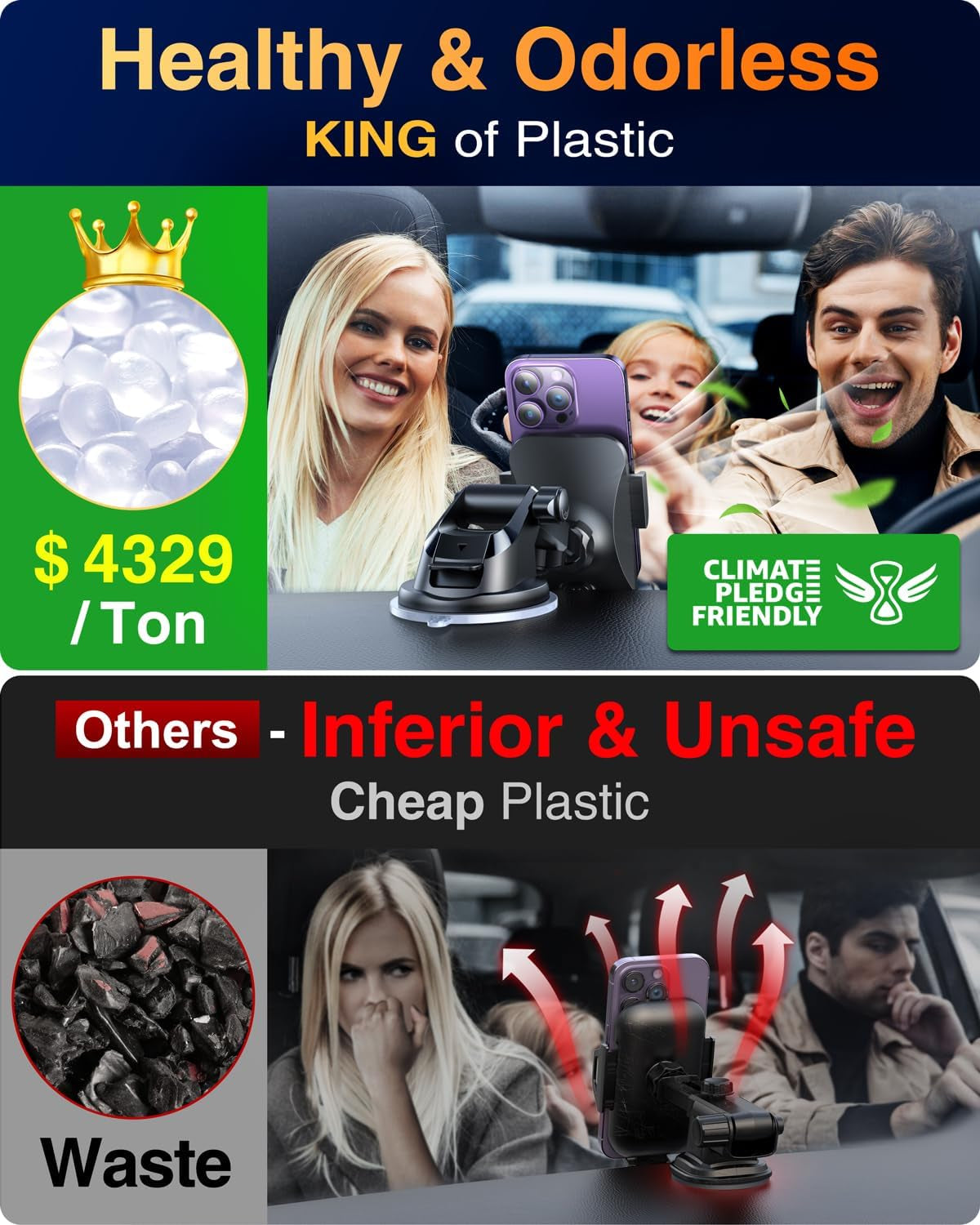 Military-Grade Car Phone Mount – Ultra-Strong Suction & 360° Rotation VANMASS