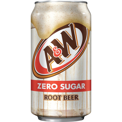 A&W: Zero Sugar Root Beer Soda Pop, 12 fl. oz., 12 Pack Cans