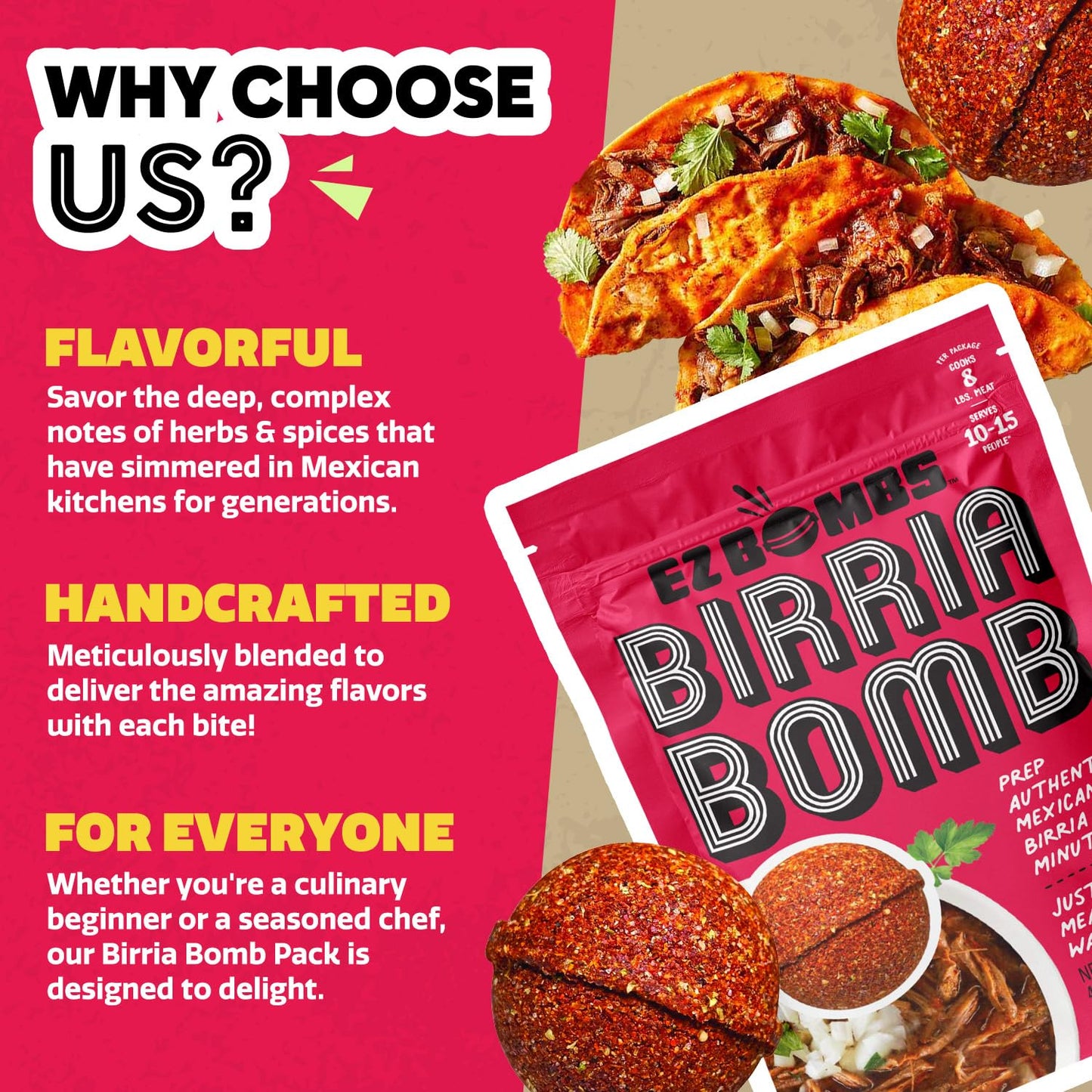 EZ Bombs: Birria Bomb Seasoning, 2 Pack, 4 Pieces