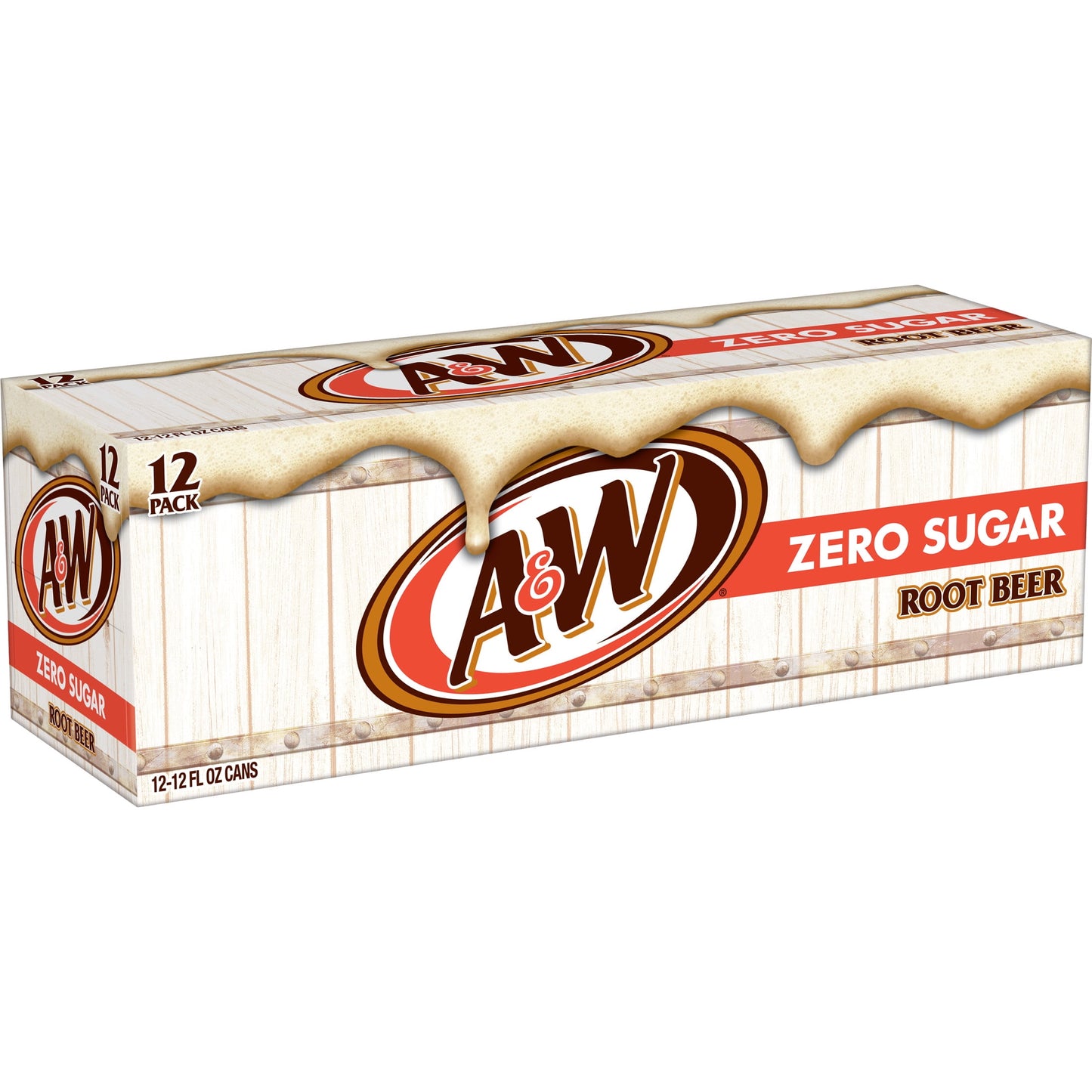 A&W: Zero Sugar Root Beer Soda Pop, 12 fl. oz., 12 Pack Cans